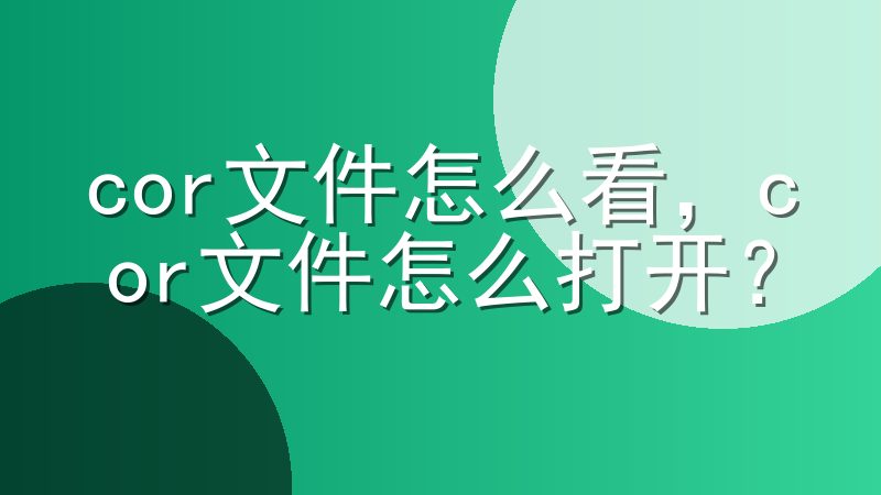 cor文件怎么看，cor文件怎么打开？